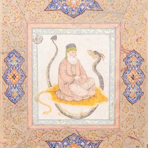 Persian school miniature: 'Haji Bektash Veli', gouache heightened with gold on paper, 19th C. — photo 1