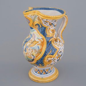 Een grote kan in Italiaanse majolica, Pesaro, 18/19e eeuw — foto 1