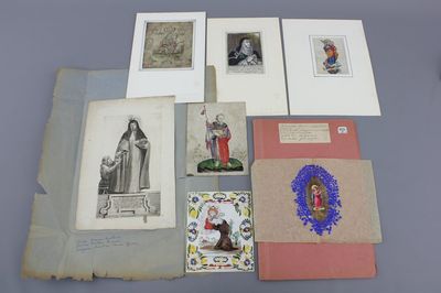 Petite collection d'images de dévotion, colorées à la main, 17e-18e