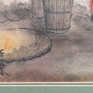 Pham Minh Duc (Vietnam, 20e eeuw): Vier diverse landschappen met figuren, inkt en kleur op papier — foto 11