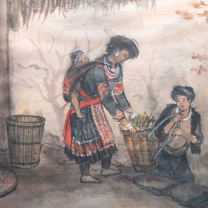 Pham Minh Duc (Vietnam, 20ème): Quatre paysages aux personnages divers, encre et couleurs sur papier — photo 3
