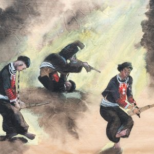 Pham Minh Duc (Vietnam, 20th C.): Four various landscapes with figures, ink and colour on paper — 照片 16