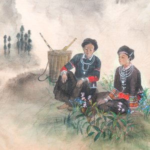 Pham Minh Duc (Vietnam, 20th C.): Four various landscapes with figures, ink and colour on paper — 照片 4