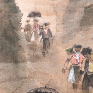 Pham Minh Duc (Vietnam, 20th C.): Four various landscapes with figures, ink and colour on paper — 照片 7