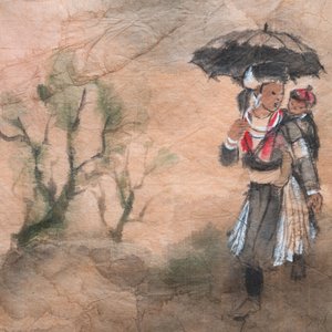 Pham Minh Duc (Vietnam, 20th C.): Four various landscapes with figures, ink and colour on paper — 照片 8