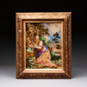 Philbert de Trappier: 'The Penitent Magdalene', reverse glass painting, France, signed and dated 1648-49 — 照片 1