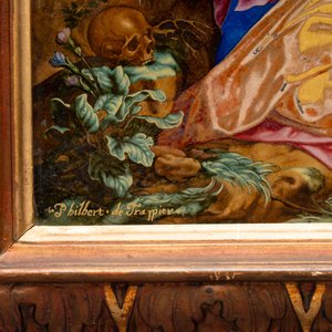 Philbert de Trappier: 'The Penitent Magdalene', reverse glass painting, France, signed and dated 1648-49 — photo 2