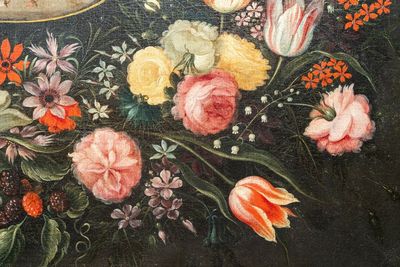 Philips de Marlier (1595-1668) & workshop of Frans Francken II (1581-1642): 'The wedding of the Virgin' in an oval floral medallion, oil on canvas — photo 7