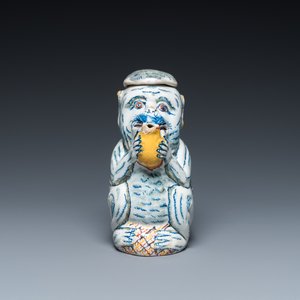 Pichet en forme de singe en faïence polychrome de Delft, 18ème — photo 2