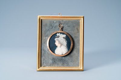 Pierre Louis Bouvier (1765-1836): portrait miniature sur ivoire dans son cadre en or, daté 1788
