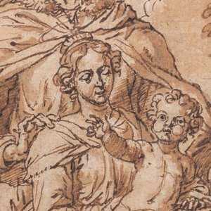 Pieter (Peter) van Lint (Antwerp, 1609-1690): 'Saint Anne Trinity', pen and brown ink on paper — photo 7