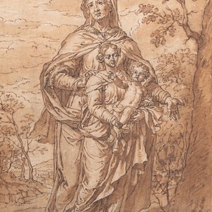 Pieter (Peter) van Lint (Antwerpen, 1609-1690): 'Sint-Anna-ten-Drieën ', pen en bruine inkt op papier — foto 1