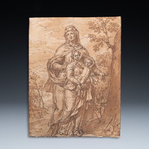 Pieter (Peter) van Lint (Anvers, 1609-1690): 'Sainte Anne trinitaire', encre et lavis sur papier — photo 2