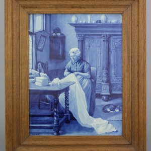 Plaquette en faïence de Delft, bleu et blanc, d'après Artz, De Porceleyne Fles, 20e — photo 1