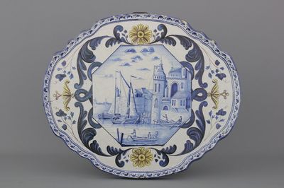Plaquette impressionante topographique, la Frise, Makkum Delft, 19e