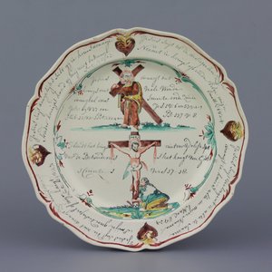 Plat anglais "creamware", peint en Hollande, scènes de la vie du Christ, 18e — photo 1