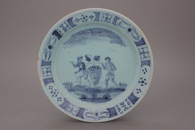 Plat biblique sur fond bleu, Nürnberg, 18e
