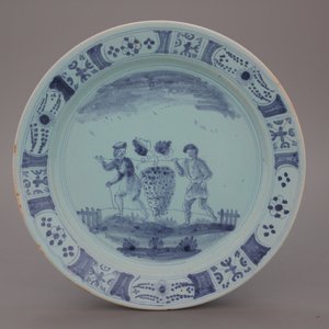 Plat biblique sur fond bleu, Nürnberg, 18e — photo 1