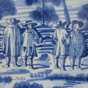 Plat en faïence de Delft, bleu et blanc, décoration "plein air", env. 1720 — photo 2