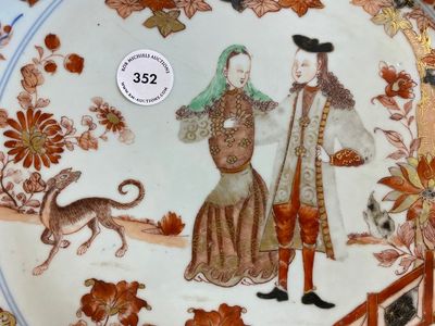 Plat en porcelaine de Chine verte-Imari à décor du gouverneur Duff et son épouse, Yongzheng — photo 2