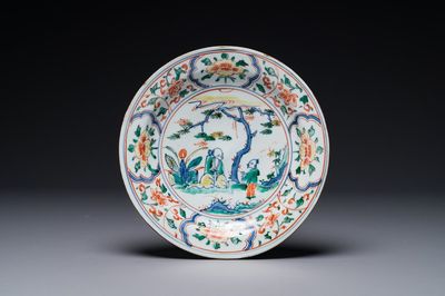 Plat en porcelaine de Chine wucai de type ko-sometsuke pour le Japon, Tianqi
