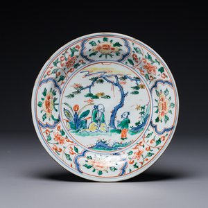 Plat en porcelaine de Chine wucai de type ko-sometsuke pour le Japon, Tianqi — photo 1