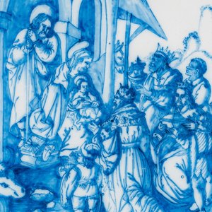Plat exceptionnel en faïence en bleu et blanc à décor de l'Adoration des Mages, atelier Verstraeten, Haarlem, ca. 1640-1660 — photo 5