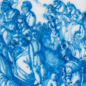 Plat exceptionnel en faïence en bleu et blanc à décor de l'Adoration des Mages, atelier Verstraeten, Haarlem, ca. 1640-1660 — photo 6