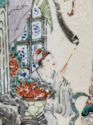 Plateau rectangulaire en porcelaine de Chine qianjiang cai, signé Xu Jinchang 徐金昌, daté 1889 — photo 3