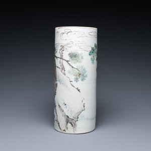 Porte-chapeau en porcelaine de Chine qianjiang cai, signé Liu Hongxiang 劉宏祥, 19/20ème — photo 4