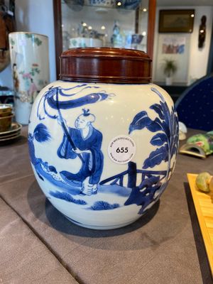 Pot à gingembre en porcelaine de Chine en bleu et blanc à décor de garçons jouant avec un qilin, Kangxi — photo 1