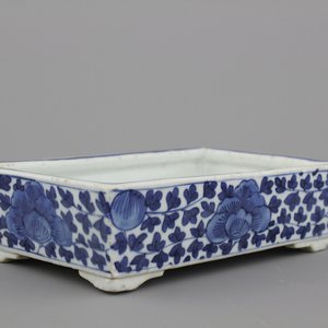 Pot bonsai rectangulaire en porcelaine de Chine, bleu et blanc, dynastie Qing — photo 1