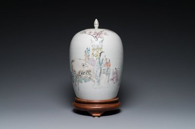 Pot couvert en porcelaine de Chine qianjiang cai, signé Ma Qingyun 馬慶雲, daté 1896