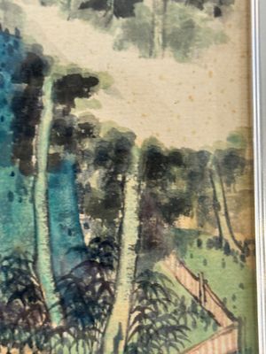 Pu Xinyu 溥心畬 (1896-1963): 'Kat en konijn' en Wu Xizeng 吳熙曾 (1904-1972): 'Landschap', inkt en kleur op papier — foto 9