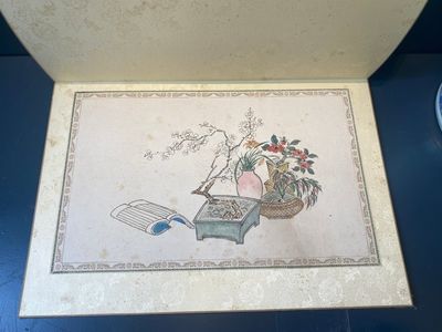 Pu Yi 溥儀 (1906-1967): 'Calligraphy' and Wan Rong 婉容 (1904-1946): 'Still life', ink and colour on paper — 照片 23
