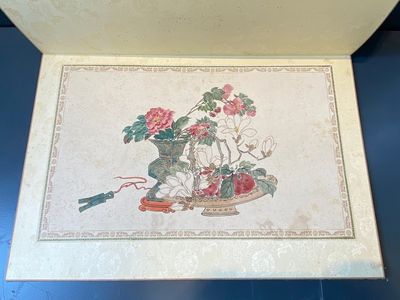 Pu Yi 溥儀 (1906-1967): 'Calligraphy' and Wan Rong 婉容 (1904-1946): 'Still life', ink and colour on paper — 照片 26