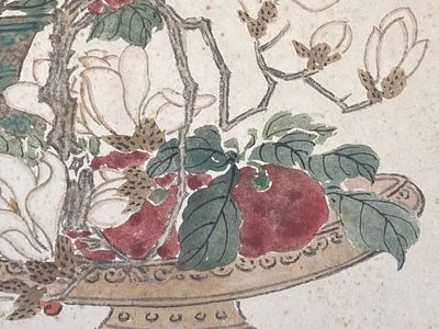 Pu Yi 溥儀 (1906-1967): 'Calligraphy' and Wan Rong 婉容 (1904-1946): 'Still life', ink and colour on paper — 照片 29