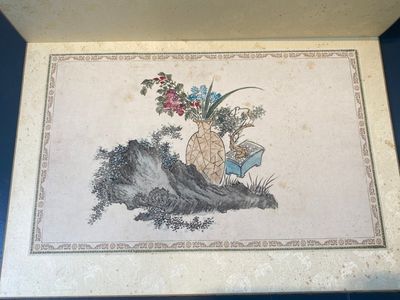 Pu Yi 溥儀 (1906-1967): 'Calligraphy' and Wan Rong 婉容 (1904-1946): 'Still life', ink and colour on paper — 照片 30