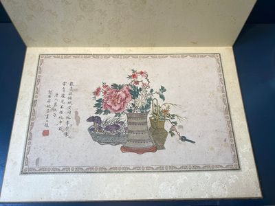 Pu Yi 溥儀 (1906-1967): 'Calligraphy' and Wan Rong 婉容 (1904-1946): 'Still life', ink and colour on paper — 照片 33