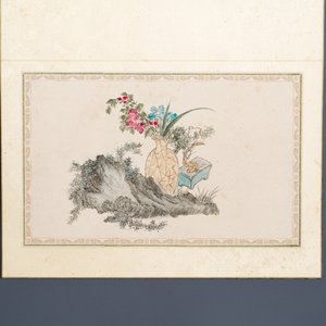 Pu Yi 溥儀 (1906-1967): 'Calligraphy' and Wan Rong 婉容 (1904-1946): 'Still life', ink and colour on paper — 照片 9