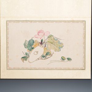 Pu Yi 溥儀 (1906-1967): 'Kalligrafie' en Wan Rong 婉容 (1904-1946): 'Stilleven', inkt en kleur op papier — foto 3