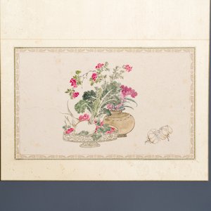Pu Yi 溥儀 (1906-1967): 'Kalligrafie' en Wan Rong 婉容 (1904-1946): 'Stilleven', inkt en kleur op papier — foto 4