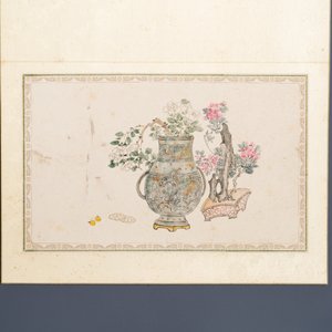 Pu Yi 溥儀 (1906-1967): 'Kalligrafie' en Wan Rong 婉容 (1904-1946): 'Stilleven', inkt en kleur op papier — foto 5