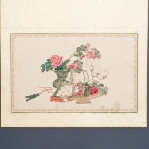 Pu Yi 溥儀 (1906-1967): 'Kalligrafie' en Wan Rong 婉容 (1904-1946): 'Stilleven', inkt en kleur op papier — foto 8
