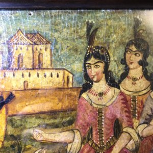 Qajar school: A triptych of a princely parade, oil on panel, Iran, 19th C. — photo 12