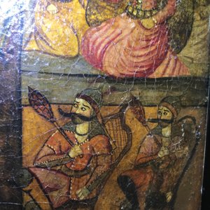 Qajar school: A triptych of a princely parade, oil on panel, Iran, 19th C. — photo 27