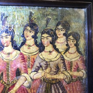 Qajar school: A triptych of a princely parade, oil on panel, Iran, 19th C. — photo 8