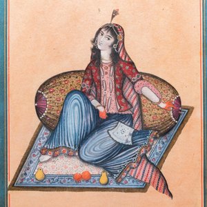 Qajar school, miniature: 'Resting lady' — photo 5