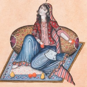Qajar school, miniatuur: 'Rustende dame' — foto 1