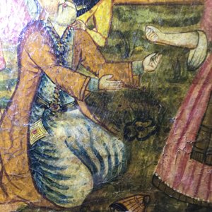 Qajar school: Triptiek met voorstelling van een prinselijke optocht, olie op paneel, Iran, 19e eeuw — foto 11